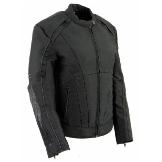 Milwaukee Leather Women's 'Studded Wings' Black Textile Moto Jacket