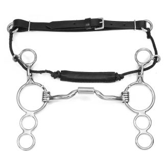 Western Low Port Barrel Combination Bit with Leather Noseband