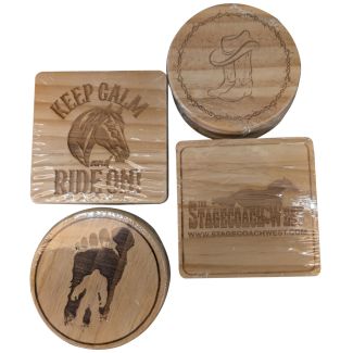 Custom Laser Etched Wood Coasters - 4 pack