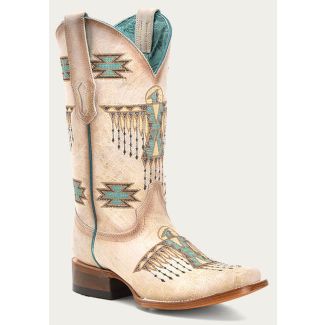 Corral Women's Eagle Embroidery Square Toe Cowboy Boot